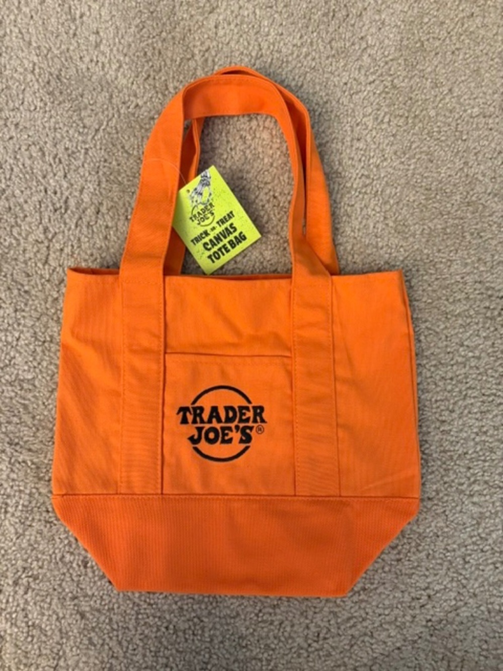 Trader Joe's Mini Canvas Tote Bag Halloween Limited Edition - ORANGE